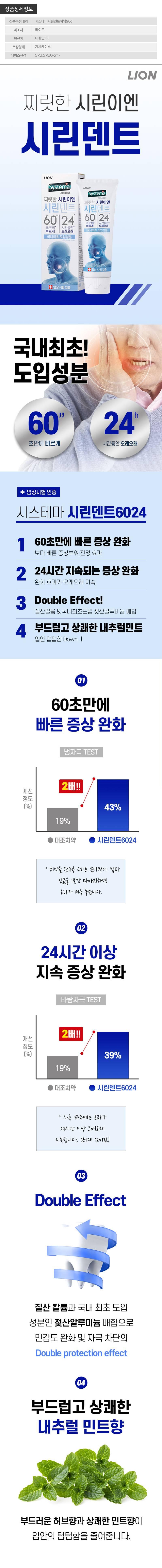 시스테마 시린덴트치약90g 1P W001182