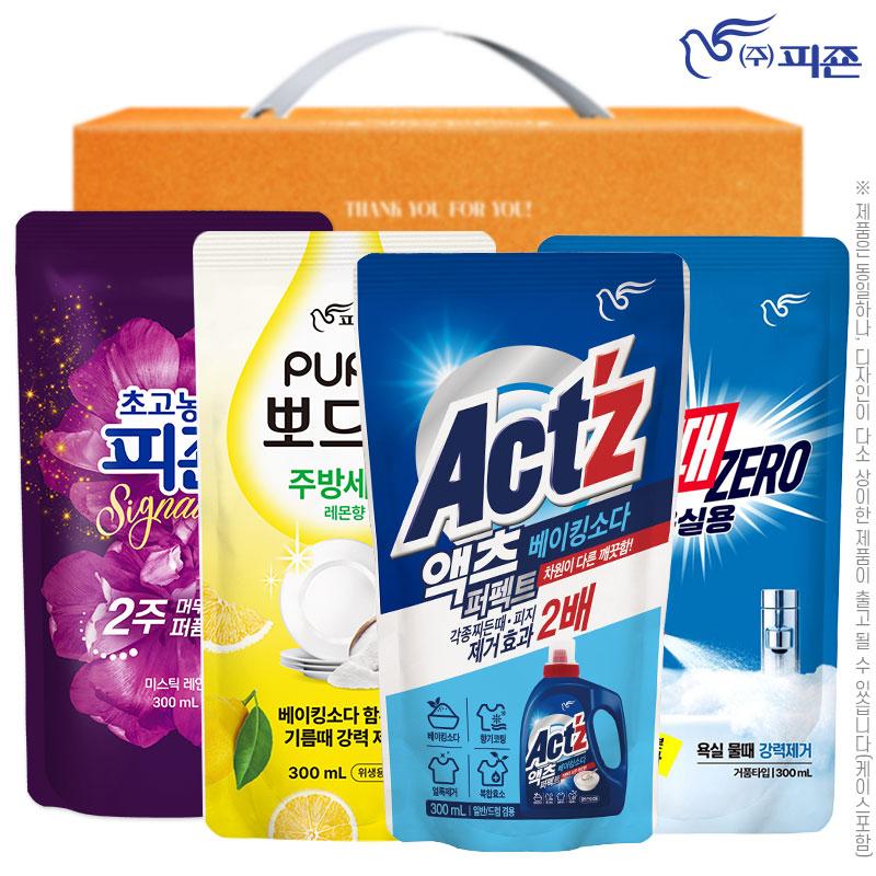 피죤 뽀드득주방세제300리필 액츠300리필 무때제로300리필(4종) W002918