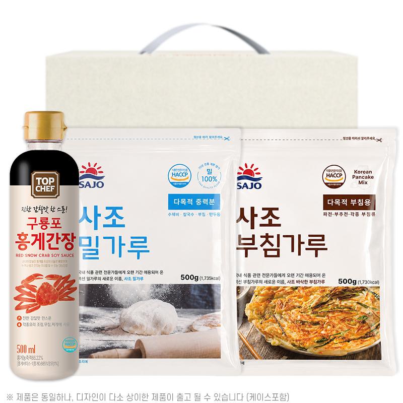 탑셰프홍게간장500ml 사조밀가루500g 부침가루500g(3종) W002929